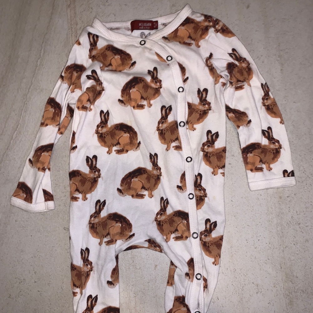 MilkBarn Bunny Footie Snap Onsie